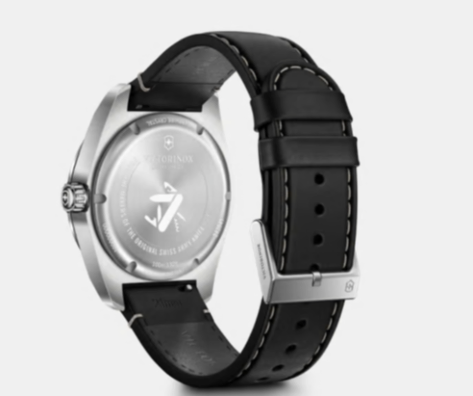 Victorinox Swiss Army Quartz 42 MM Leather SS Black Dial Watch 242041