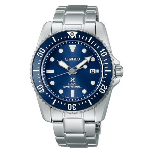 Seiko Prospex Sea Solar Stainless Steel 38.5 MM Blue Dial Watch SNE585P1
