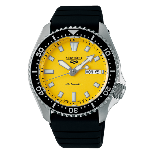 Seiko SKX 5 Sports Series 42.5 MM Stainless Steel Yellow Dial Automatic Watch SRPL87K1