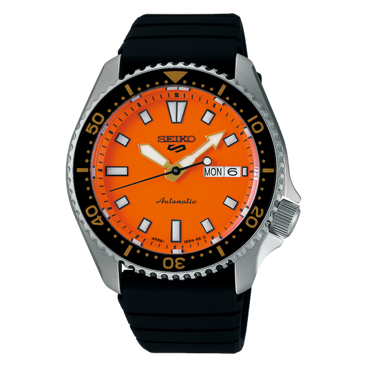 Seiko SKX 5 Sports Series 42.5 MM Stainless Steel Orange Dial Automatic Watch SRPL89K1