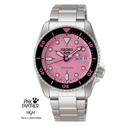 Seiko 5 Sports SKX Series Pink Panther LE of 9,999 Pieces 38 MM SS Pink Dial Automatic Watch SRPM07K1