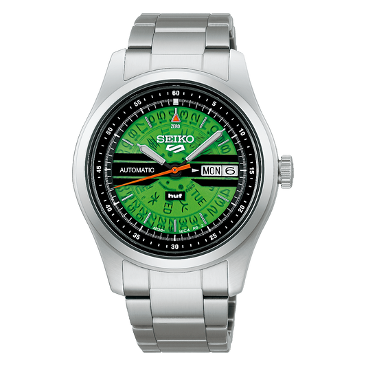 Seiko 5 Sports Field Series HUF LE 39.4 MM Automatic SS GMT Green Dial Watch SRPM09K1