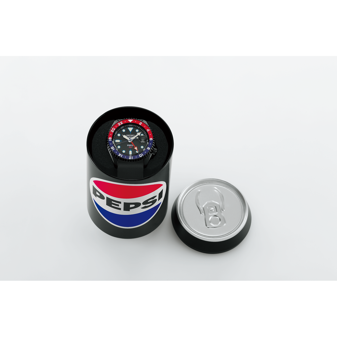 Seiko 5 Sports x Pepsi® Limited Edition 38 MM SS Black Dial Watch SSK047K1