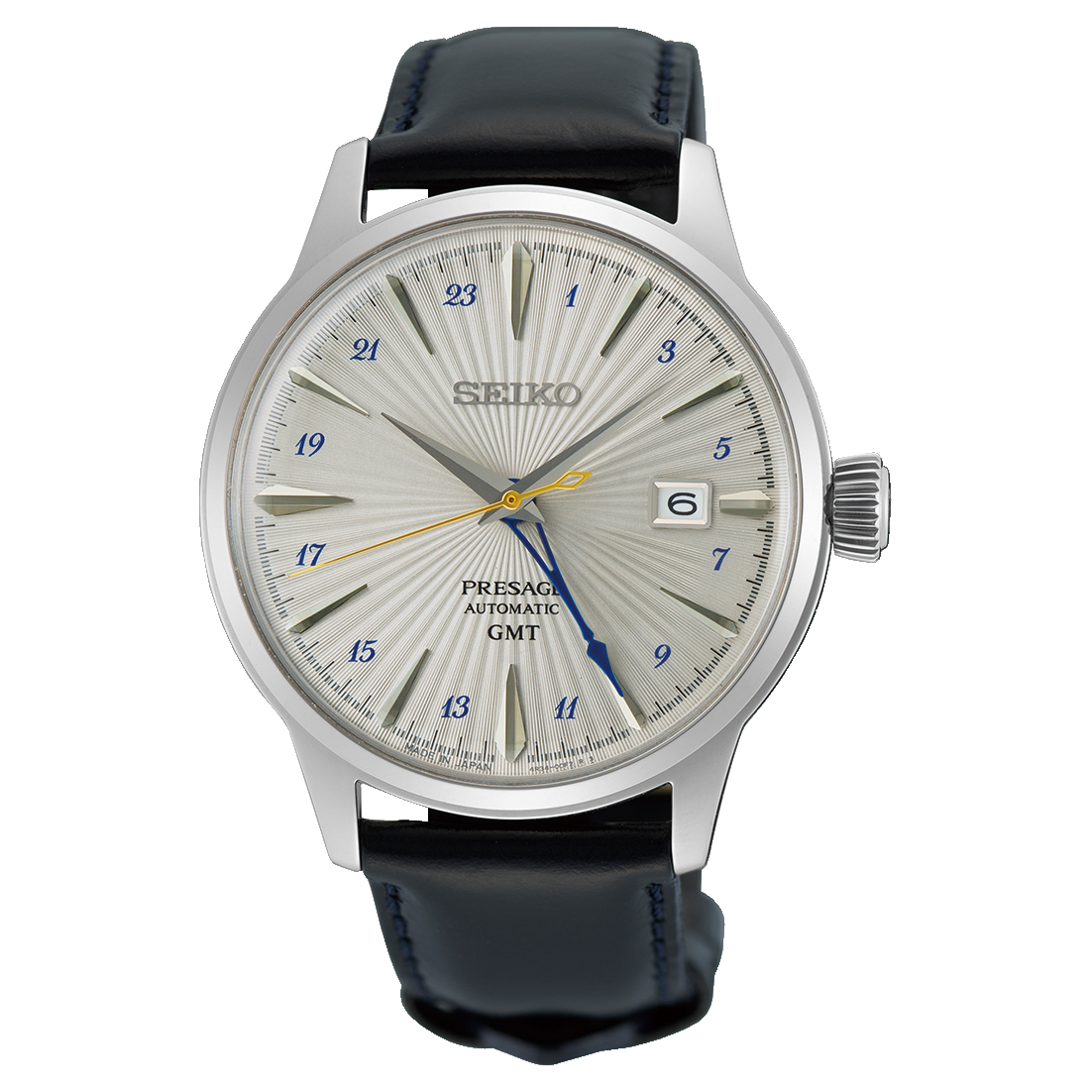 Seiko Presage Cocktail Time 40.5 MM Automatic GMT Silver Dial Watch SSK049J1