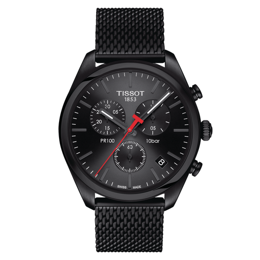 Tissot PR 100 Chronograph 41 MM SS Black Dial Watch T101.417.33.051.00