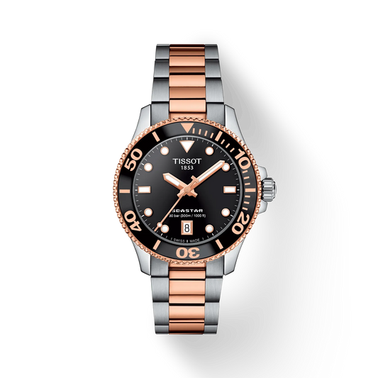 Tissot Seastar 1000 Quartz 36 MM Black Dial Two Tone SS Watch T120.210.22.051.01