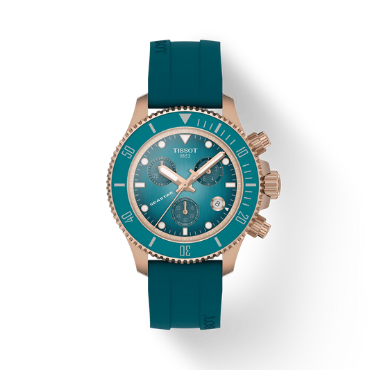 Tissot Seastar 1000 Chronograph 38 MM Quartz Graded Turquoise Dial  Watch T120.217.37.041.00