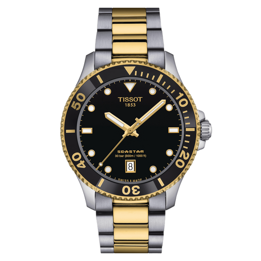 TISSOT SEASTAR 1000 40MM FULL SS QUARTZ BI COLOR WATCH - T120.410.22.051.00