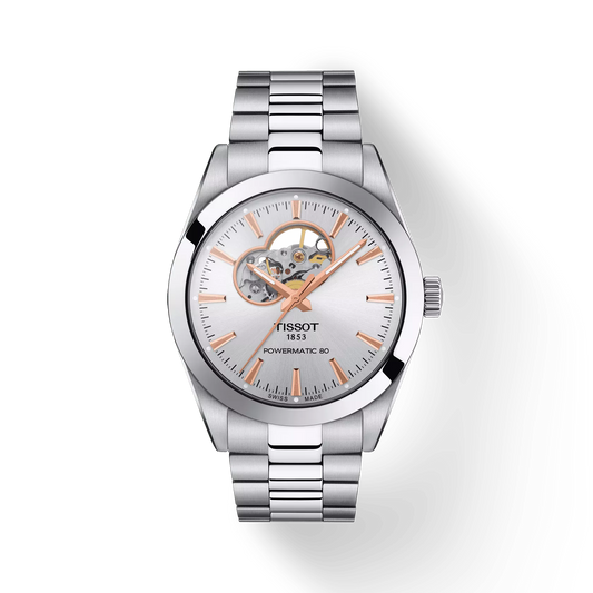 Tissot Gentleman Powermatic 80 Open Heart 40 MM SS Automatic Silver Dial Watch T127.407.11.031.01