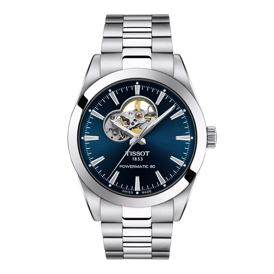 Tissot Gentleman Powermatic 80 Open Heart 40 MM SS Automatic Blue Dial Watch T127.407.11.041.01