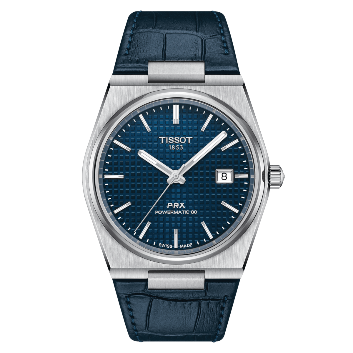 TISSOT PRX POWERMATIC 80 SS 40 MM BLUE LEATHER STRAP BLUE  DIAL AUTOMATIC WATCH T137.407.16.041.00