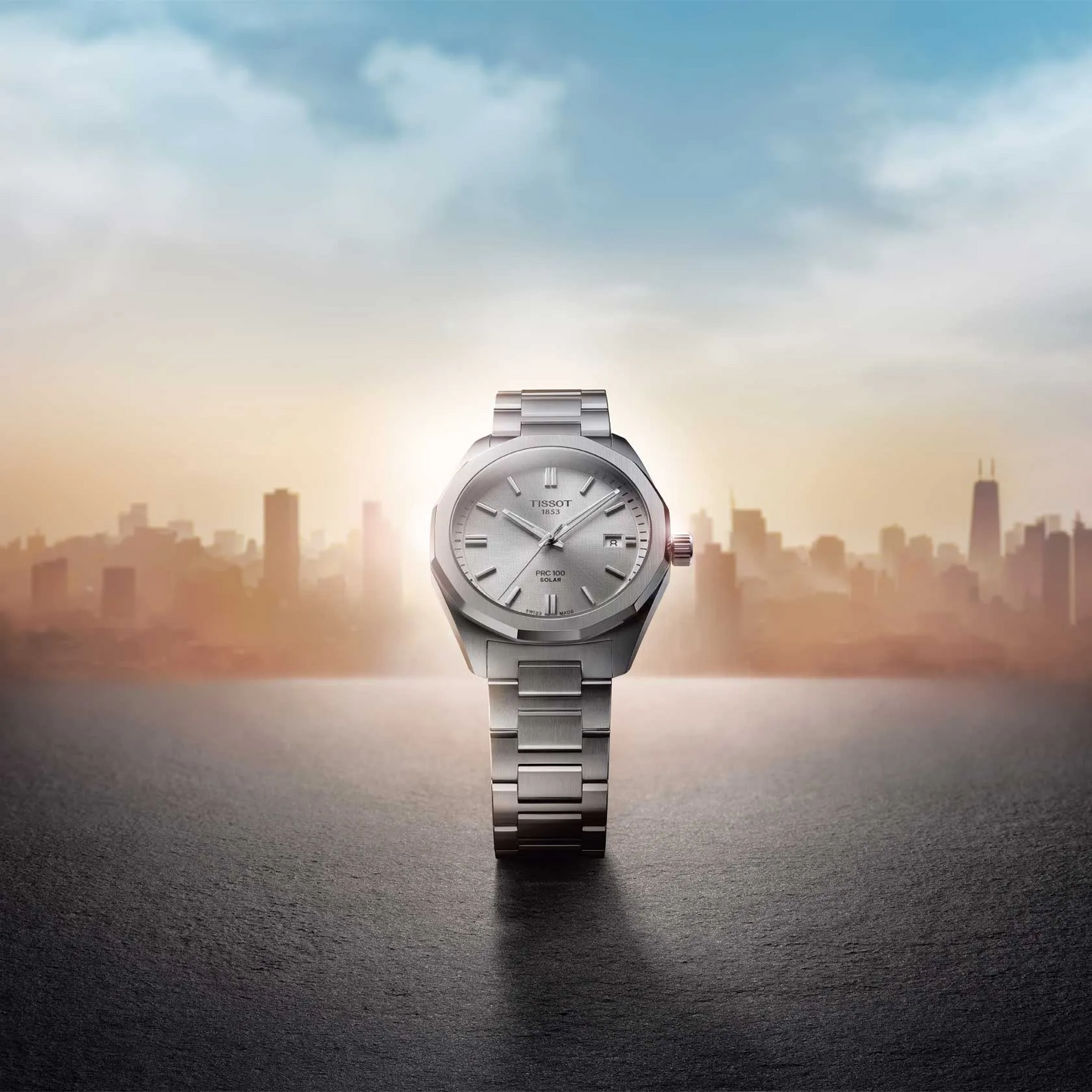 Tissot PRC 100 Solar-Powered Quartz 39 MM Silver Dial Watch T151.422.11.031.00