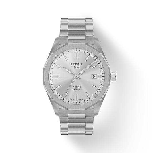 Tissot PRC 100 Solar-Powered Quartz 39 MM Silver Dial Watch T151.422.11.031.00