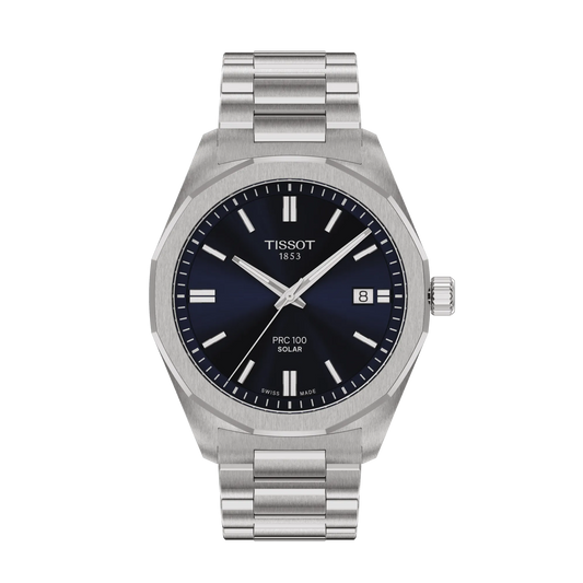 Tissot PRC 100 Solar-Powered Quartz 39 MM Blue Dial Watch T151.422.11.041.00