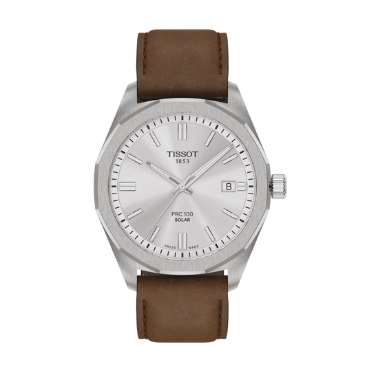 Tissot PRC 100 Solar-Powered Quartz 39 MM Silver Dial Watch T151.422.16.031.00
