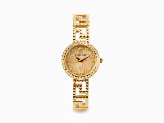 Versace Greca Goddess 28mm PVD Gold Golden Dial VE7A00323