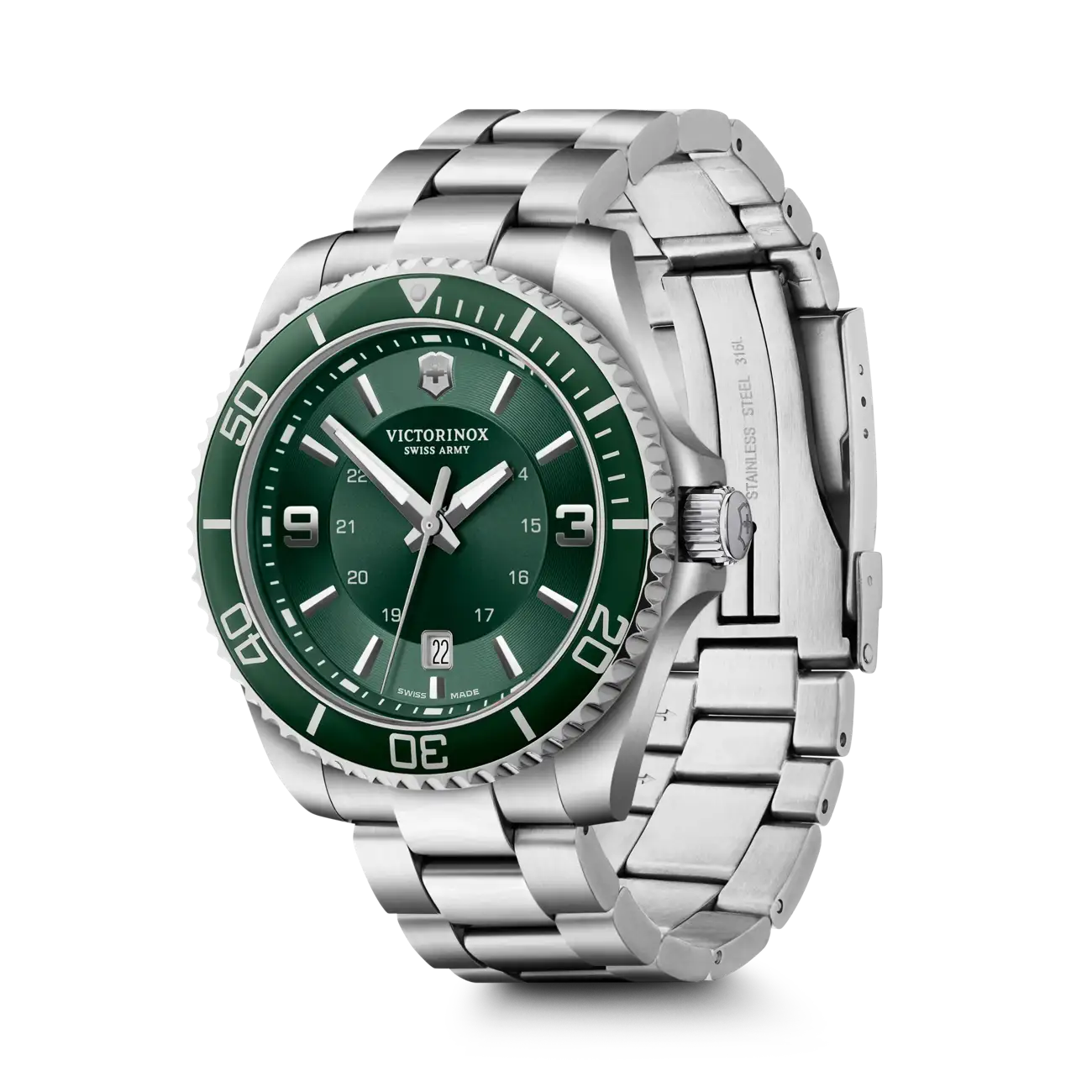 Victorinox Maverick Large 43 MM SS Analog Quartz Green Dial Watch 241934