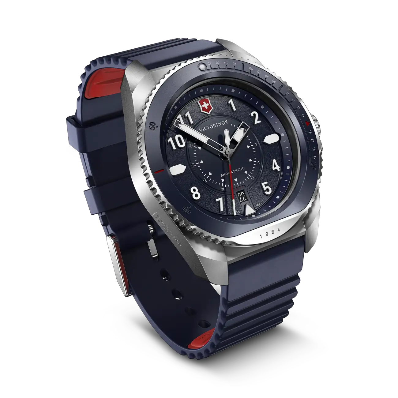 Victorinox Journey 1884 Quartz 43 MM Blue Rubber Blue Dial Watch 241975