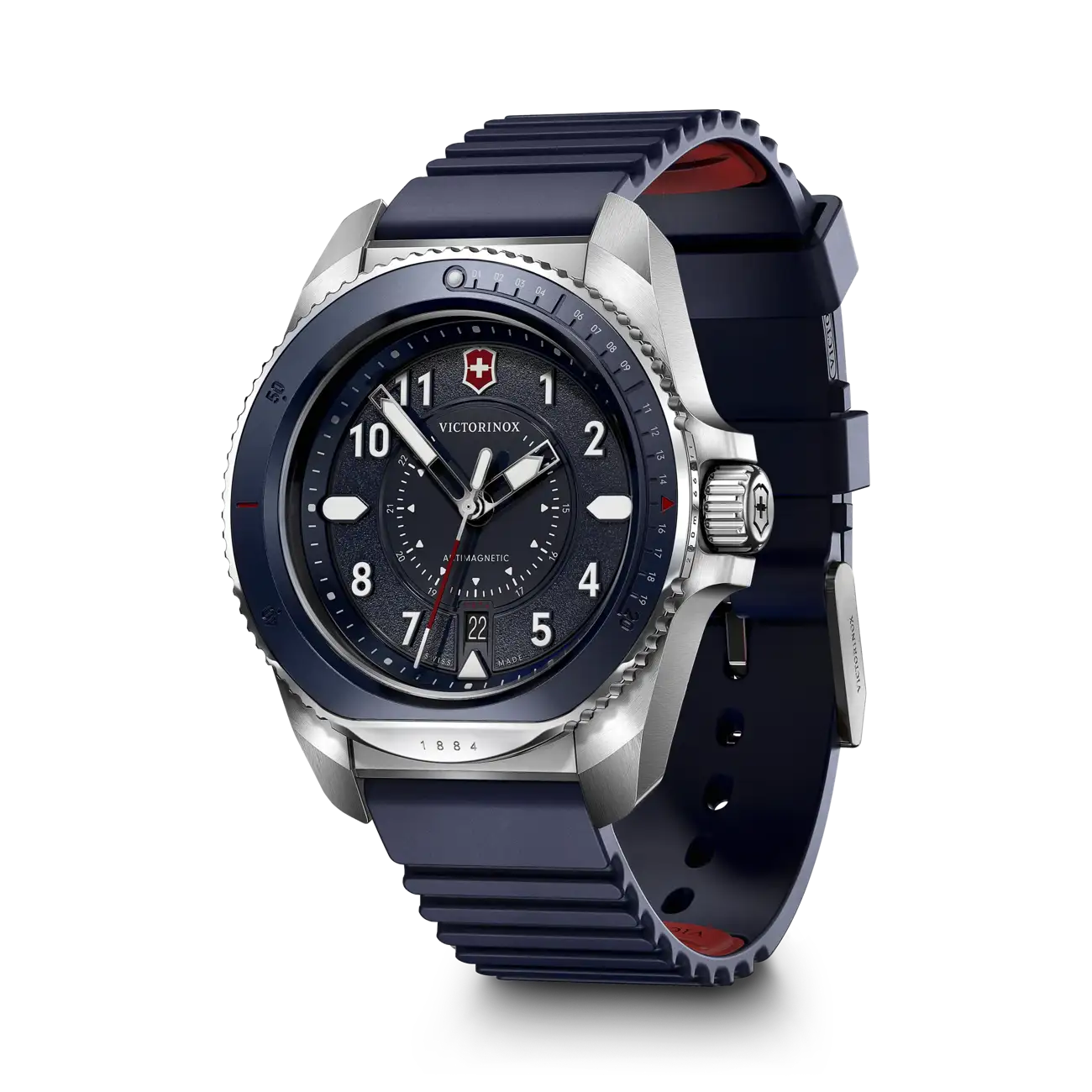 Victorinox Journey 1884 Quartz 43 MM Blue Rubber Blue Dial Watch 241975