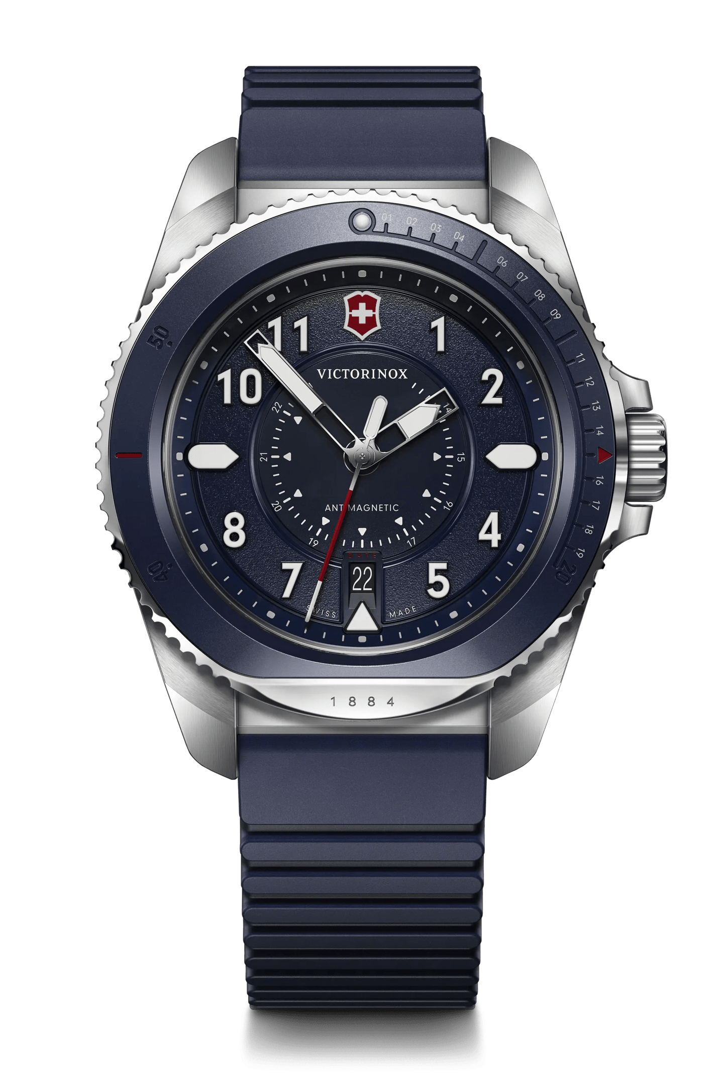 Victorinox Journey 1884 Quartz 43 MM Blue Rubber Blue Dial Watch 241975