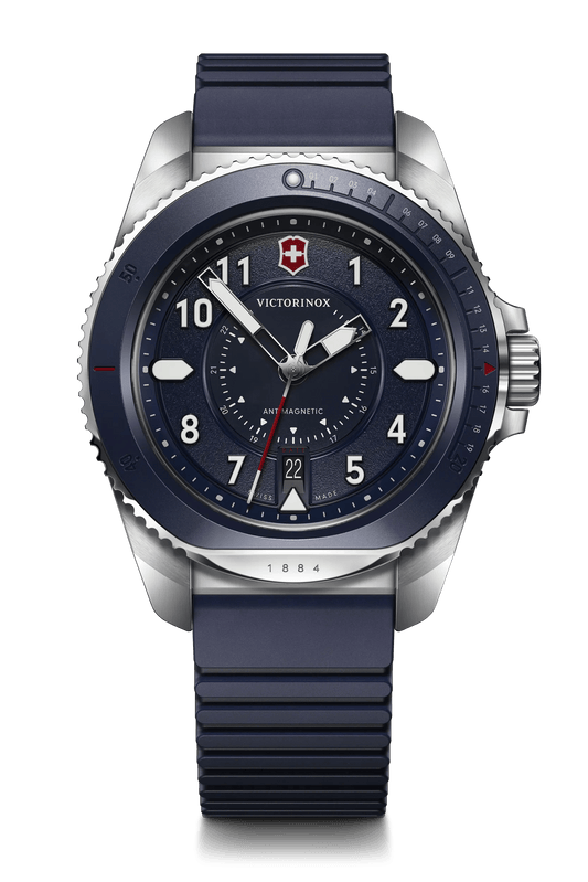 Victorinox Journey 1884 Quartz 43 MM Blue Rubber Blue Dial Watch 241975