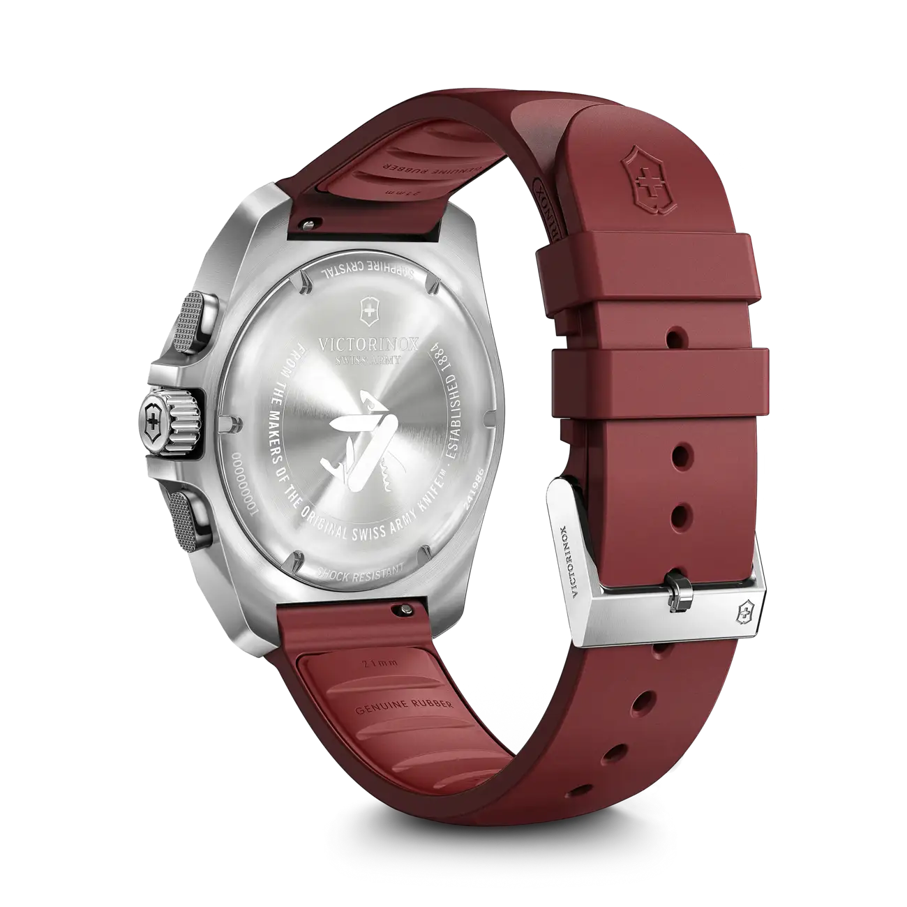 Victorinox I.N.O.X. Chronograph 43 MM Red Bracelet Red Grainy Dial Watch 241986