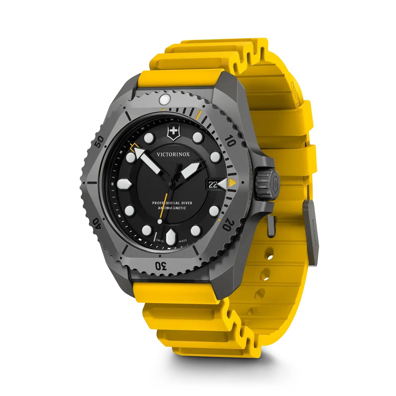 Victorinox Dive PRO Quartz 43 MM Yellow Bracelet Black Matt Dial Watch 241992