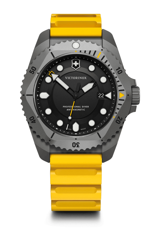Victorinox Dive PRO Quartz 43 MM Yellow Bracelet Black Matt Dial Watch 241992