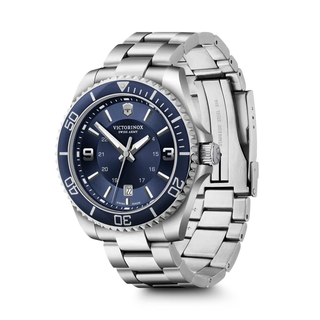 Victorinox Maverick Large Analog Quartz 43 MM SS Blue Dial Watch 242007