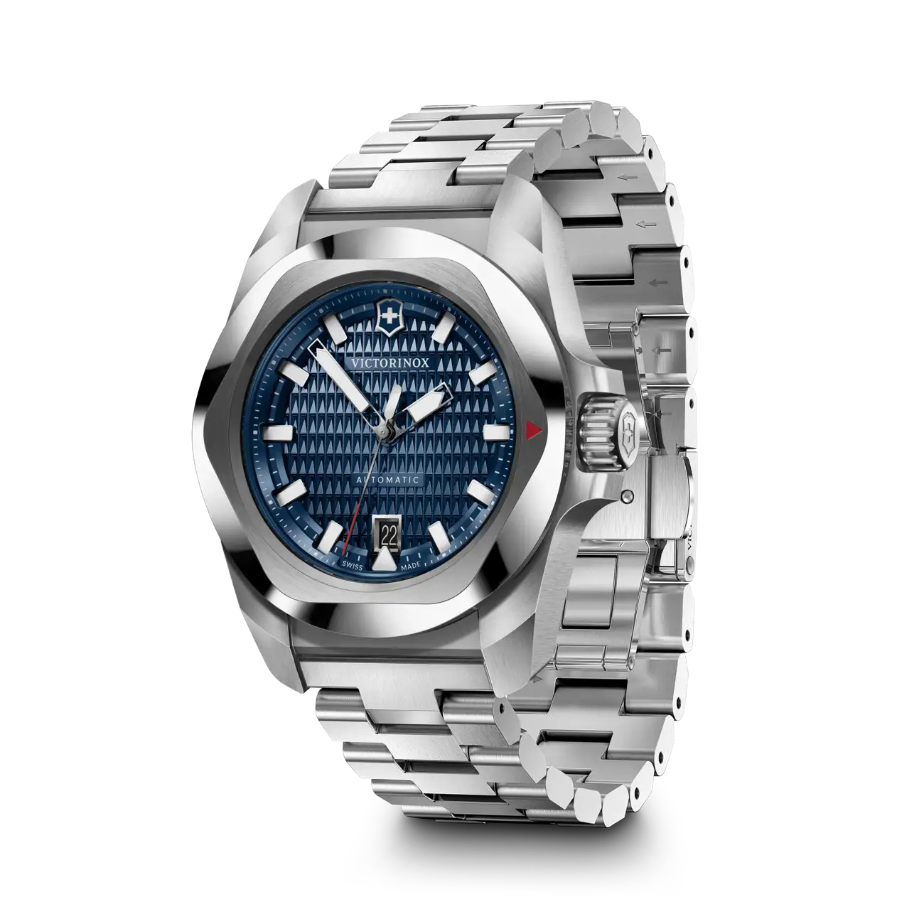 Victorinox I.N.O.X. Automatic 41 MM Silver Bracelet Blue Guilloché Dial Watch 242020