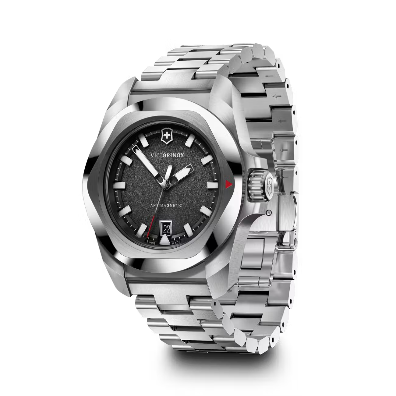 Victorinox I.N.O.X. Quartz 41 MM Stainless Steel Black Dial Watch 242030
