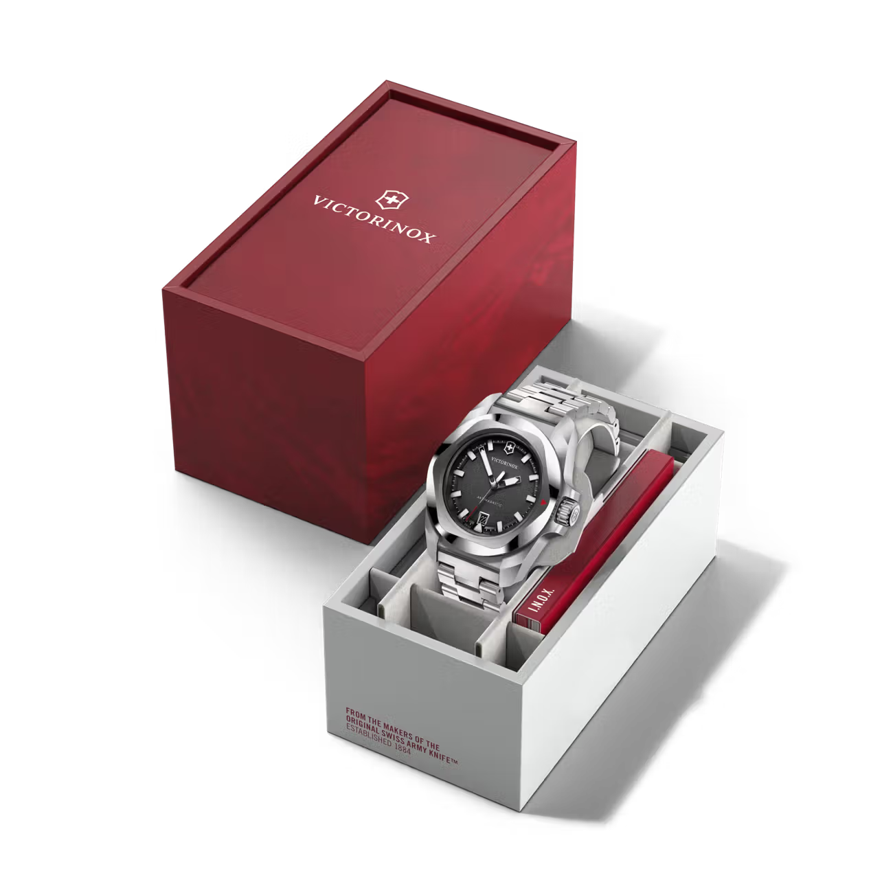 Victorinox I.N.O.X. Quartz 41 MM Stainless Steel Black Dial Watch 242030