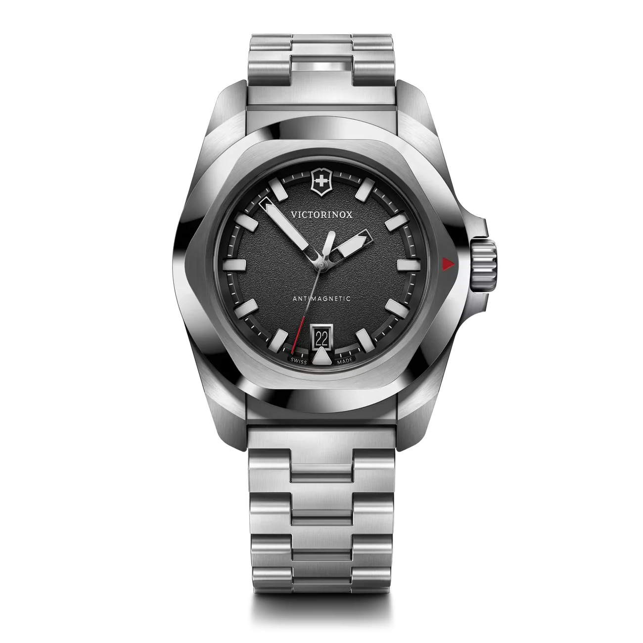 Victorinox I.N.O.X. Quartz 41 MM Stainless Steel Black Dial Watch 242030