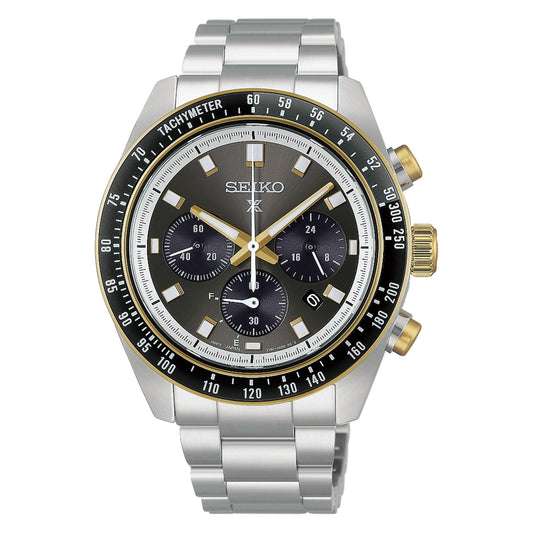 Seiko Prospex Speedtimer Solar Chronograph 41.4 MM Stainless Steel Two-Tone Bezel Watch HBJ002P1