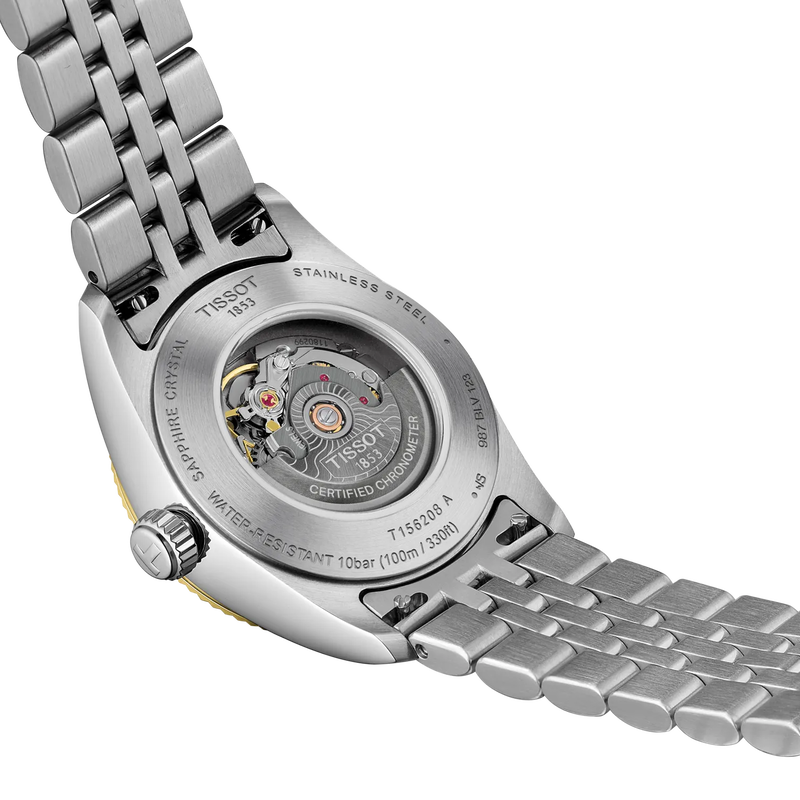Tissot Ballade 30 mm T156.208.22.033.01 two-tone bracelet and clasp detail