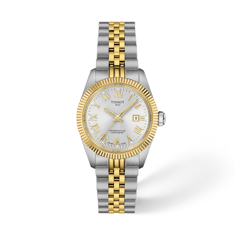 Tissot Ballade COSC Automatic 30 mm T156.208.22.033.01 silver dial two-tone bracelet watch, front view