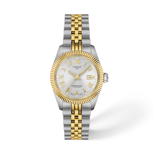 Tissot Ballade COSC Automatic 30 mm T156.208.22.033.01 silver dial two-tone bracelet watch, front view