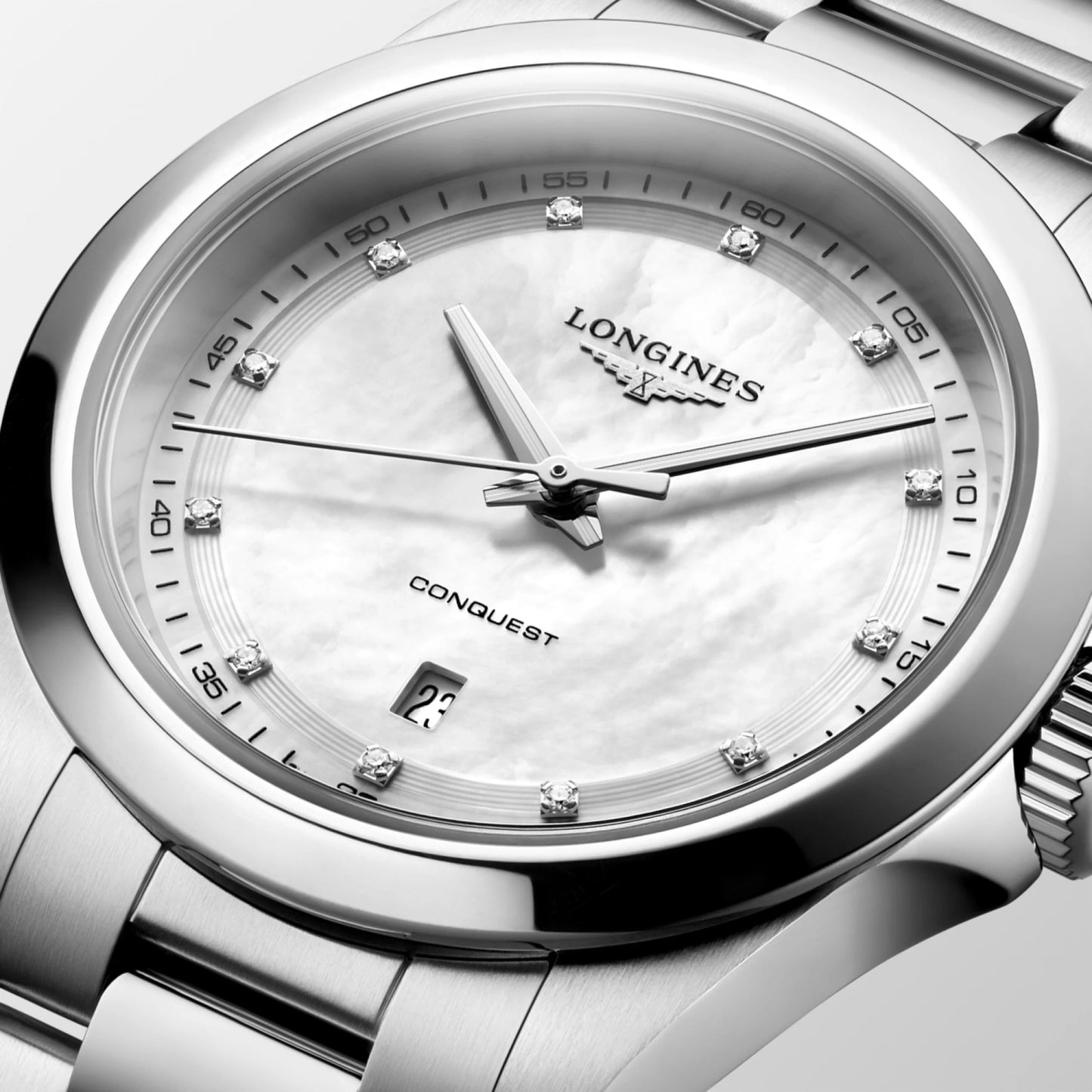 Longines Conquest 30 MM Stainless Steel White Dial Quartz Watch L33504876