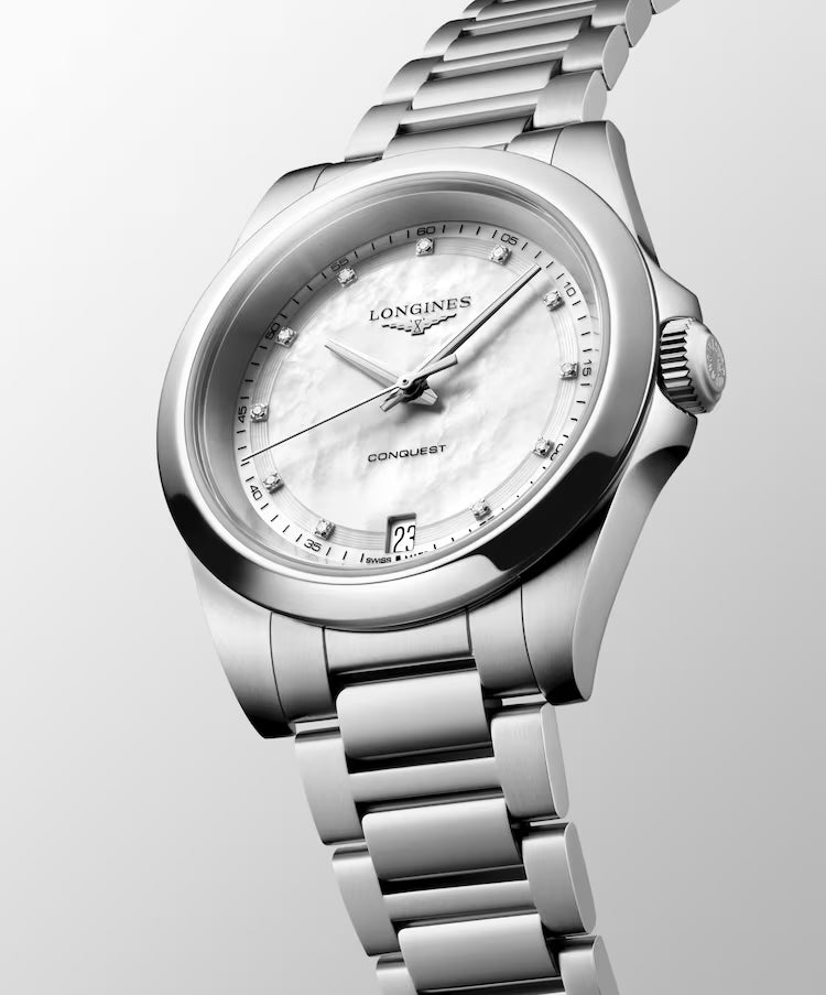 Longines Conquest 34 MM Stainless Steel White Dial Quartz Watch L34604876
