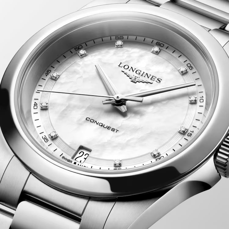 Longines Conquest 34 MM Stainless Steel White Dial Quartz Watch L34604876