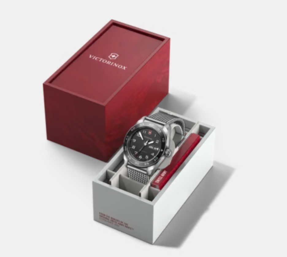 Victorinox Swiss Army Quartz 42 MM Stainless Steel Black Dial Watch 242043