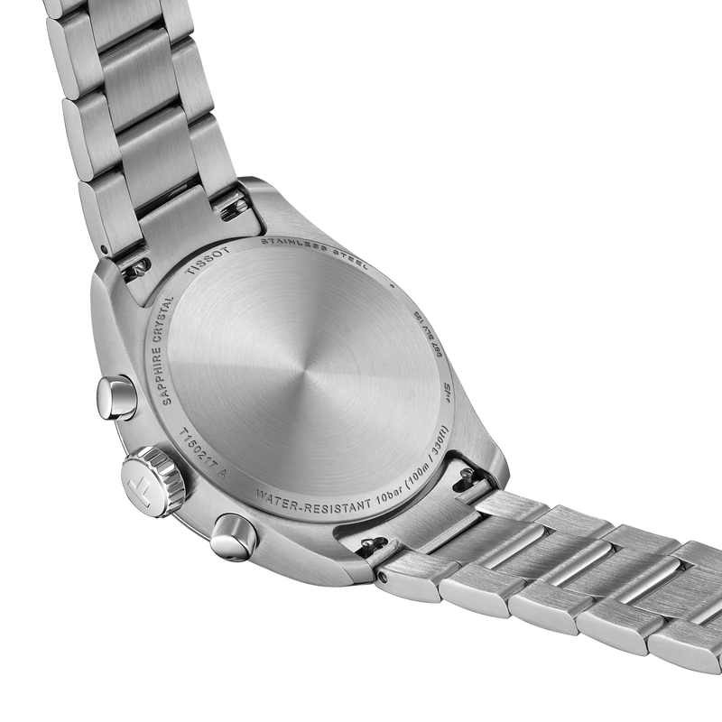 Tissot PR 100 Chronograph 36mm T150.217.11.131.00 bracelet and case detail