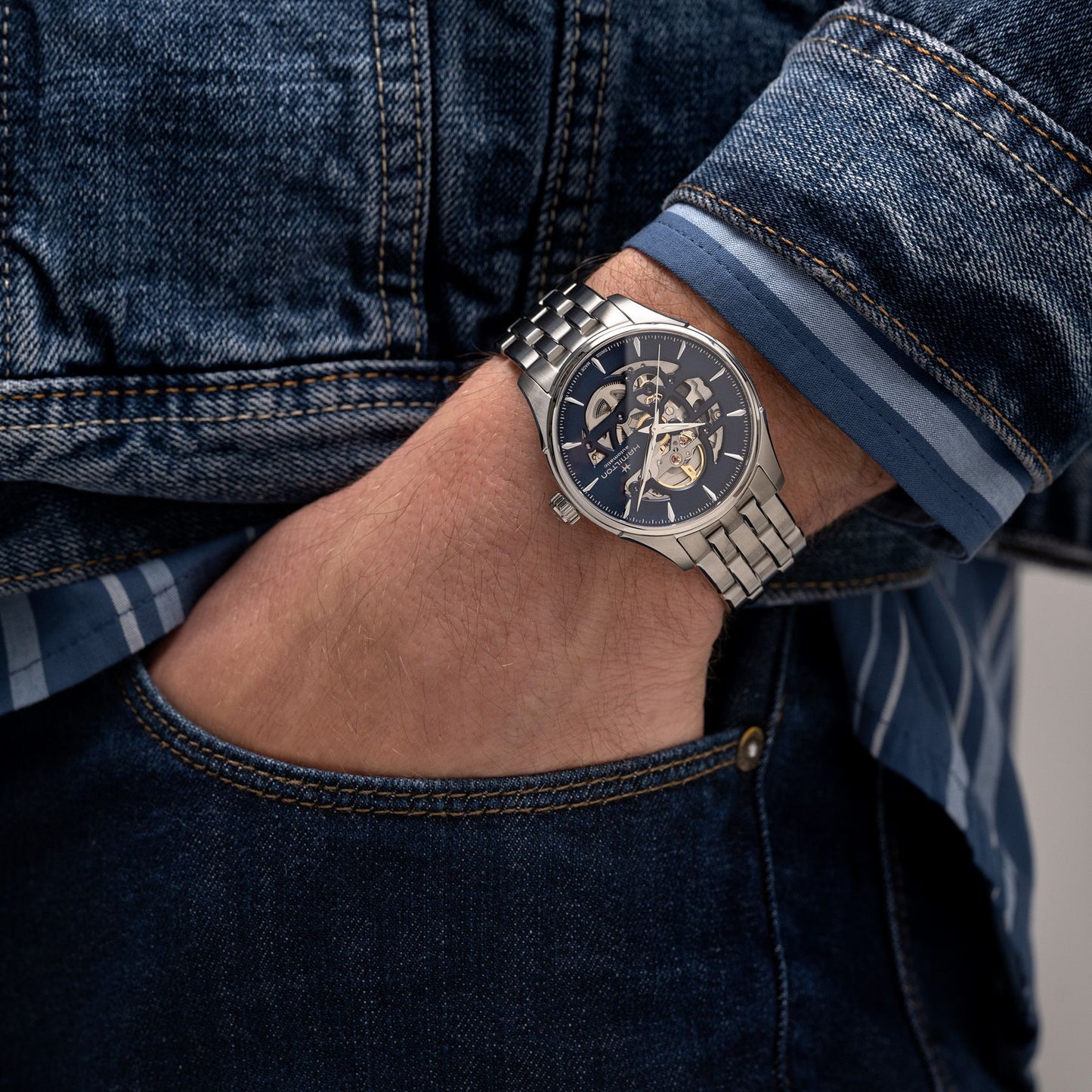 *PRE-ORDER* Hamilton Skeleton Automatic 40 MM Blue Dial Watch H42535141