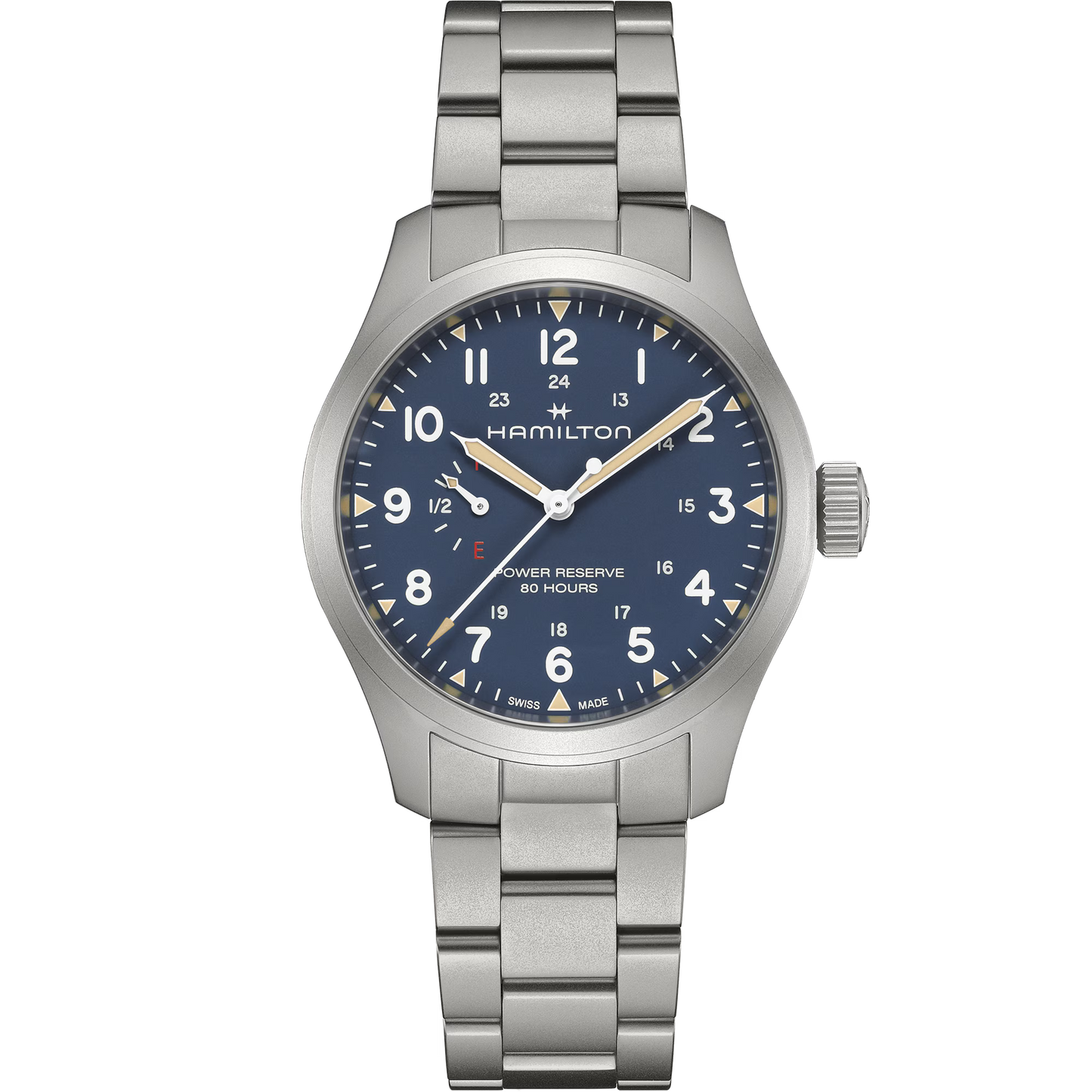 Hamilton Khaki Field Mechanical Power Reserve 40 MM Blue Dial Watch H69509140