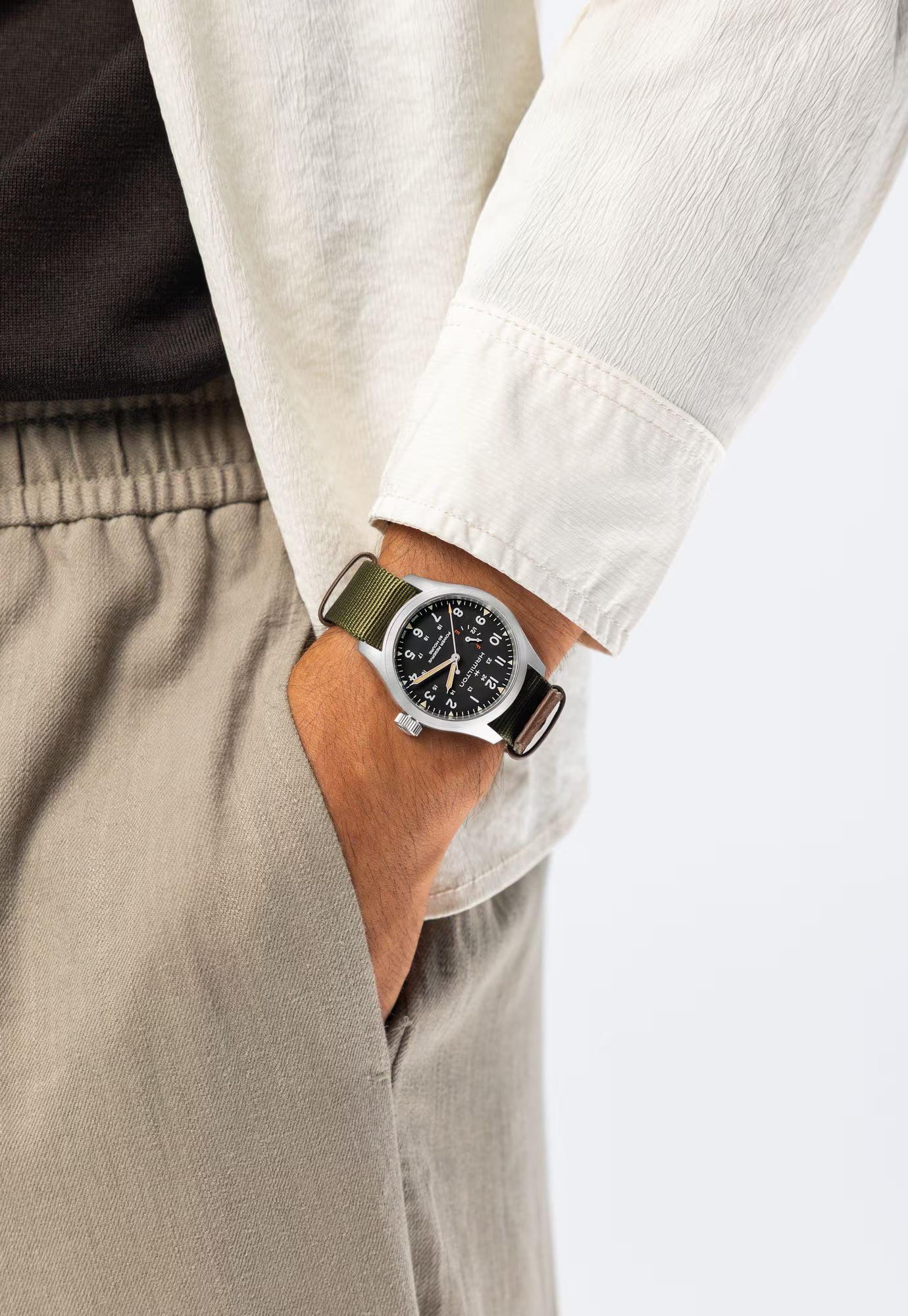 Hamilton Khaki Field Mechanical 40 MM Automatic Textile Strap Black Dial Watch H69509930