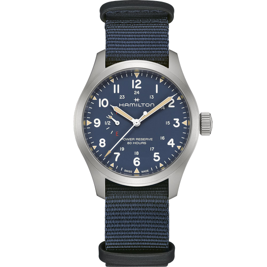 Hamilton Khaki Field Mechanical 40 MM Automatic Textile Strap Blue Dial Watch H69509940