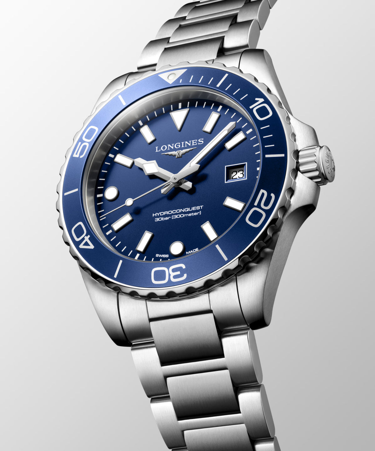 Longines HydroConquest 42 MM Quartz Steel Blue Sandblasted Dial Watch L37694966