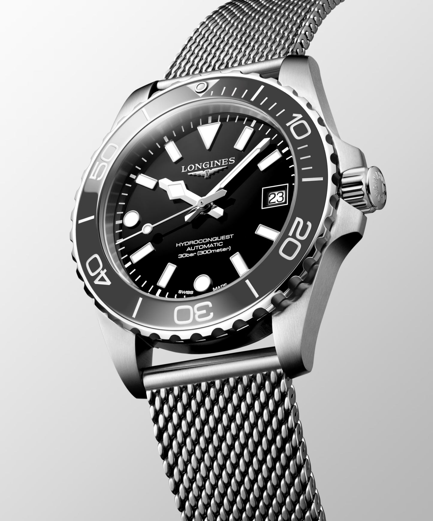 Longines Hydroconquest 39 MM Automatic SS Black Lacquered Dial Watch L37794706