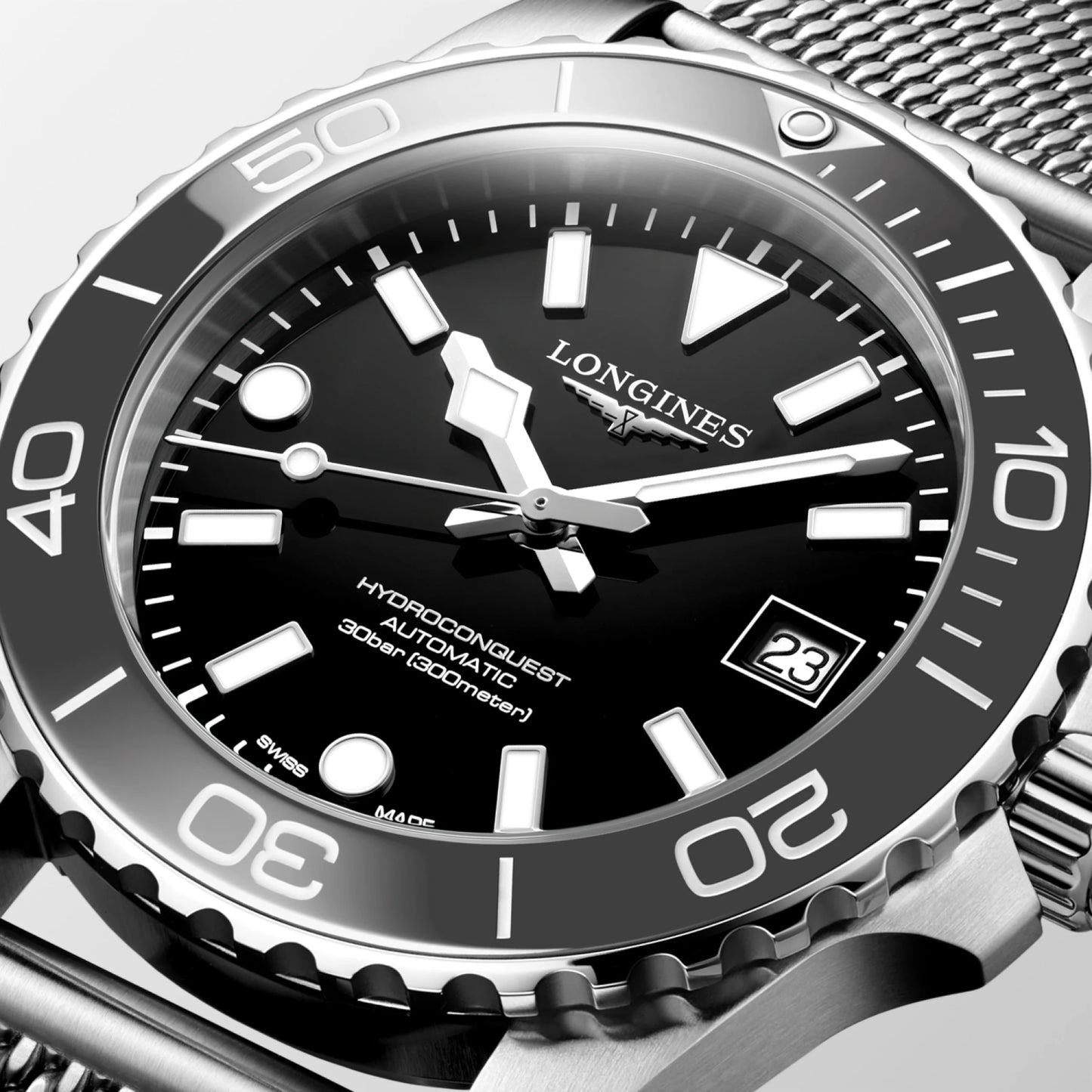 Longines Hydroconquest 39 MM Automatic SS Black Lacquered Dial Watch L37794706