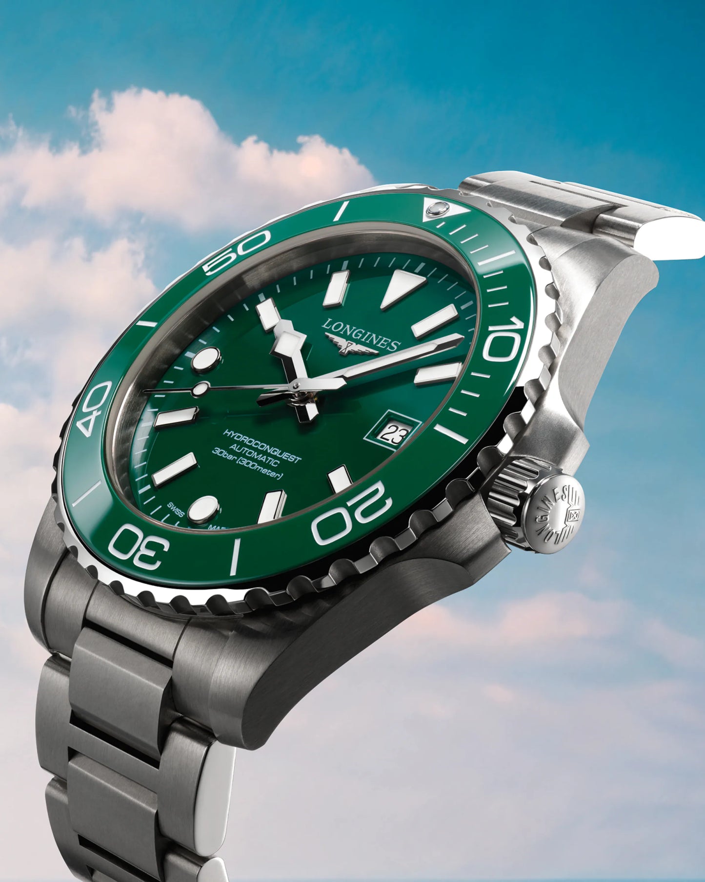 Longines Hydroconquest 42 MM Automatic SS Green Lacquered Dial Watch L37884066